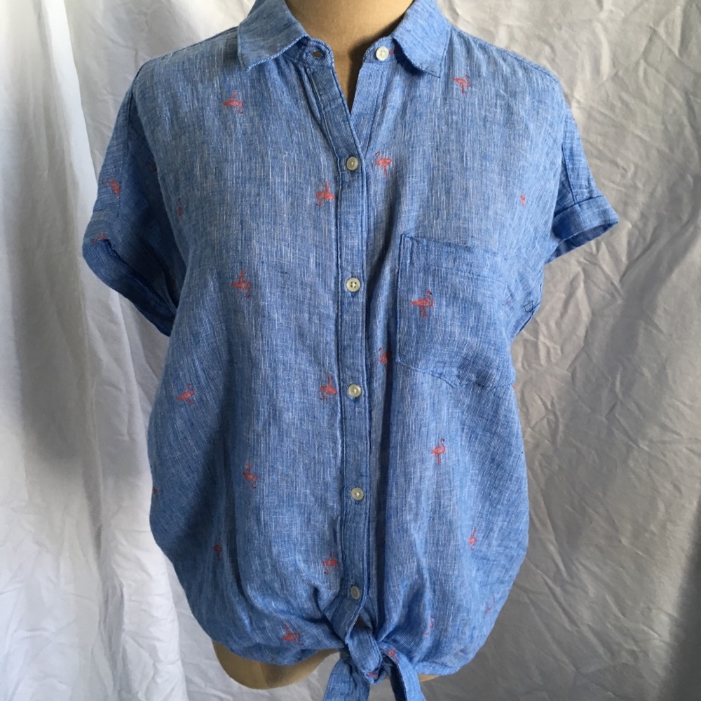 NWOT Tie-front Flamingo Top Medium